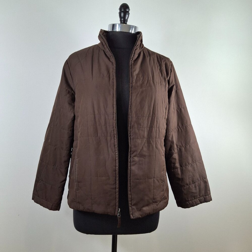 Athletic Works Womens L Full Zip High Neck Quilted Jacket Fleece Lined